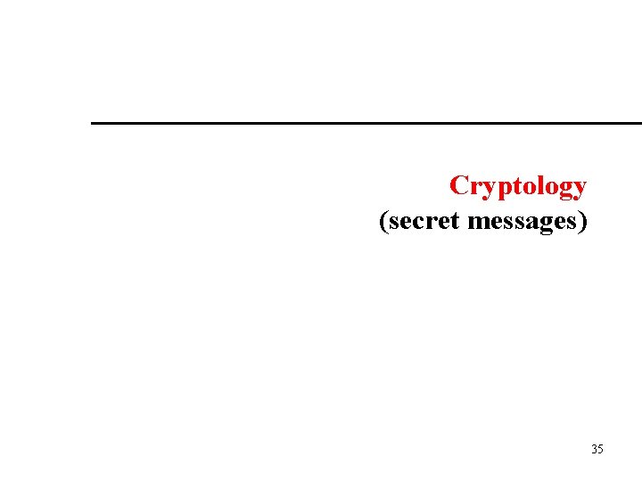 Cryptology (secret messages) 35 Cryptology (secret messages) 35