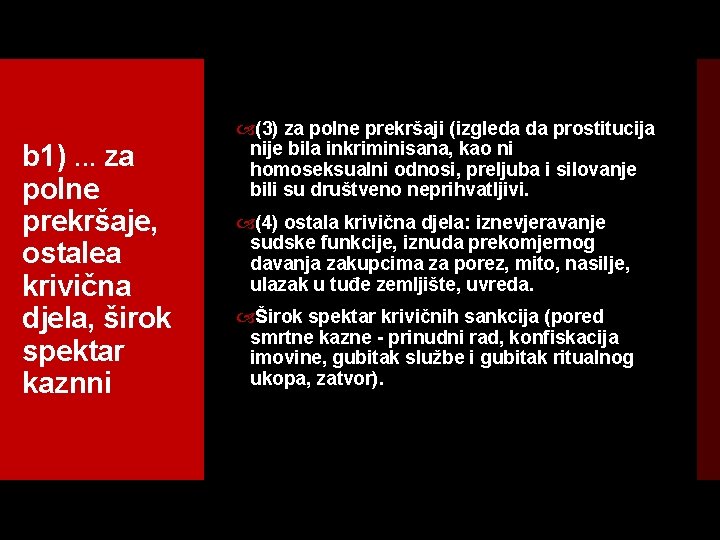 b 1). . . za polne prekršaje, ostalea krivična djela, širok spektar kaznni (3)