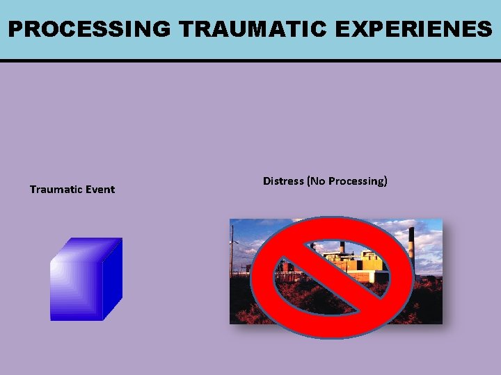 PROCESSING TRAUMATIC EXPERIENES Traumatic Event Distress (No Processing) 