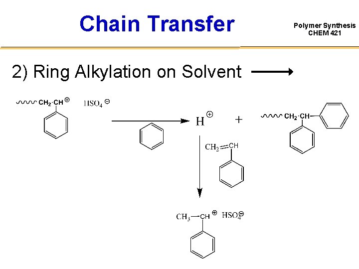Chain Transfer 2) Ring Alkylation on Solvent Polymer Synthesis CHEM 421 