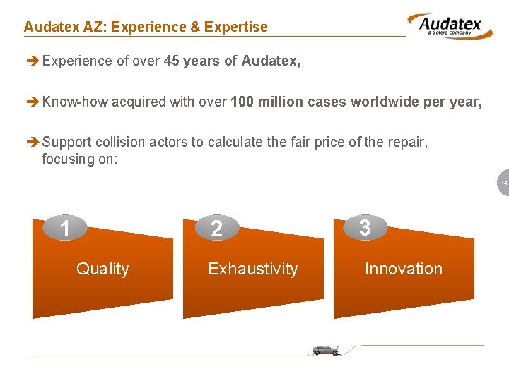 Audatex AZ: Experience & Expertise è Experience of over 45 years of Audatex, è