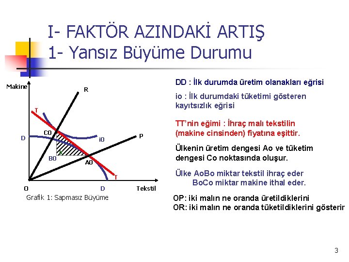 I- FAKTÖR AZINDAKİ ARTIŞ 1 - Yansız Büyüme Durumu Makine DD : İlk durumda