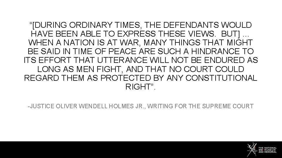 “[DURING ORDINARY TIMES, THE DEFENDANTS WOULD HAVE BEEN ABLE TO EXPRESS THESE VIEWS. BUT]