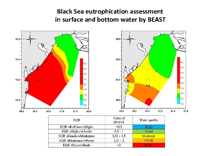 Black Sea eutrophication assessment in surface and bottom water by BEAST 