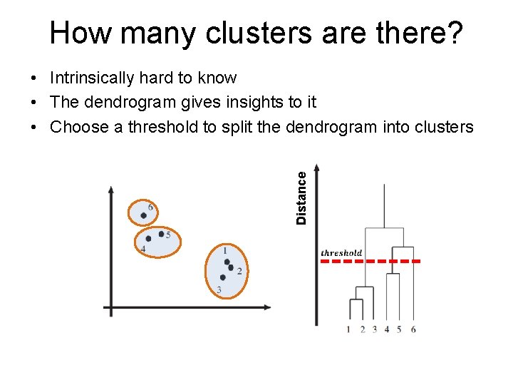 How many clusters are there? Distance • Intrinsically hard to know • The dendrogram