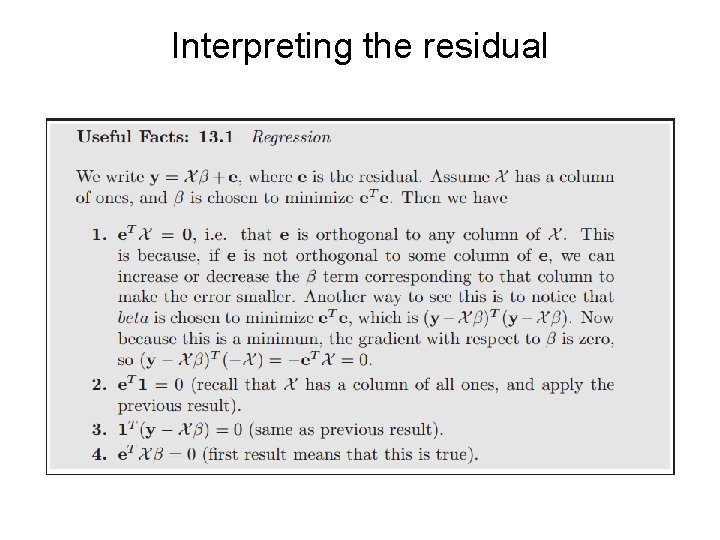 Interpreting the residual 