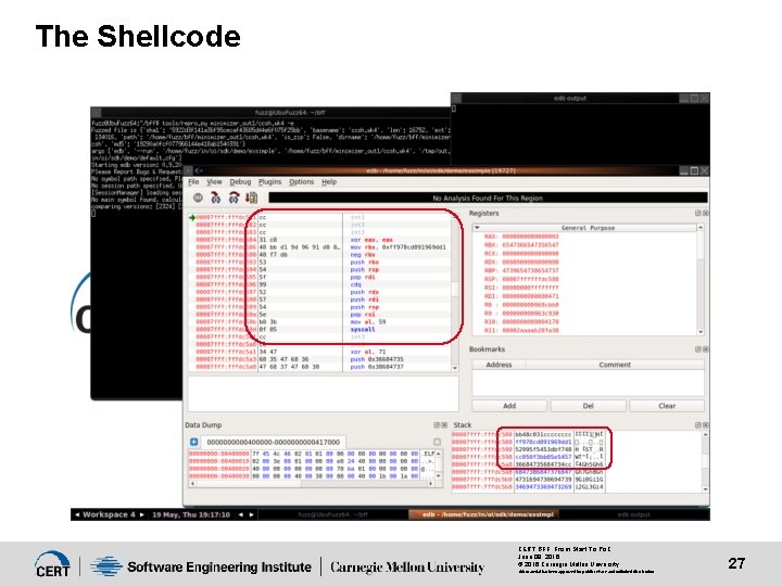 The Shellcode CERT BFF: From Start To Po. C June 09, 2016 © 2016