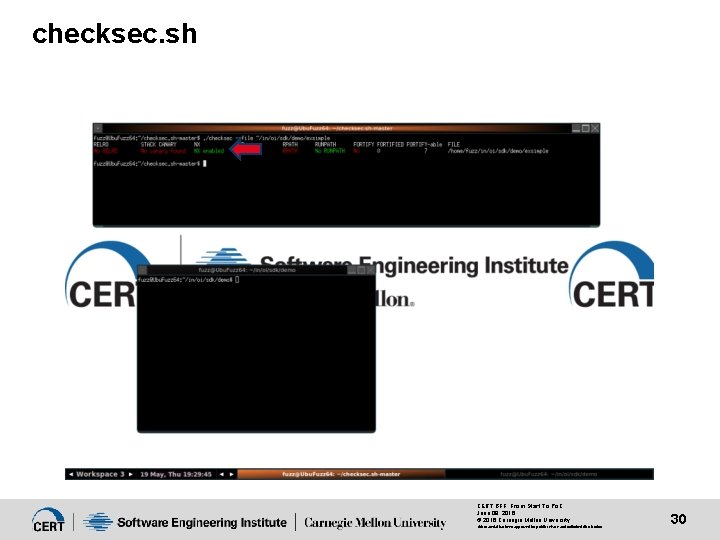 checksec. sh CERT BFF: From Start To Po. C June 09, 2016 © 2016