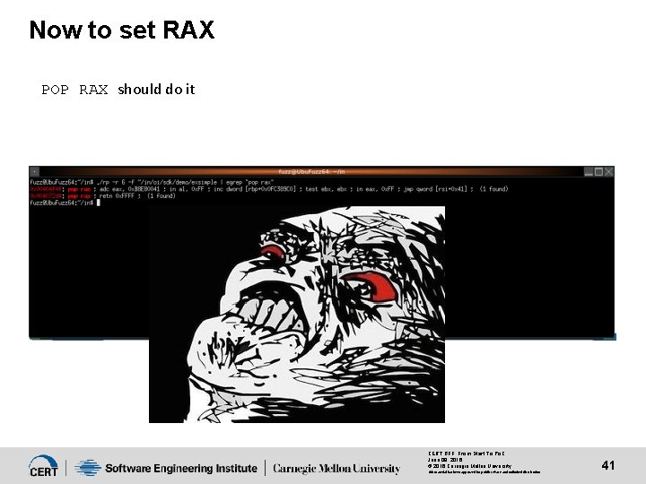 Now to set RAX POP RAX should do it CERT BFF: From Start To