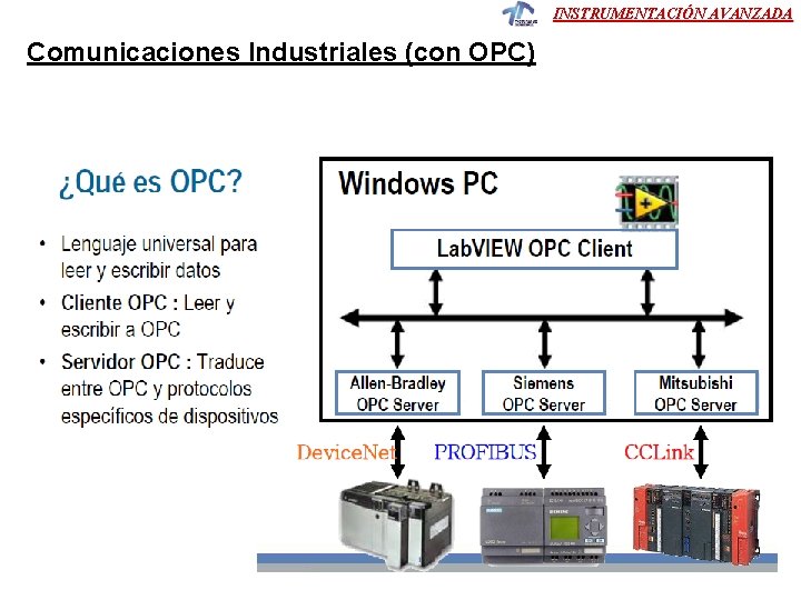 INSTRUMENTACIÓN AVANZADA Comunicaciones Industriales (con OPC) 