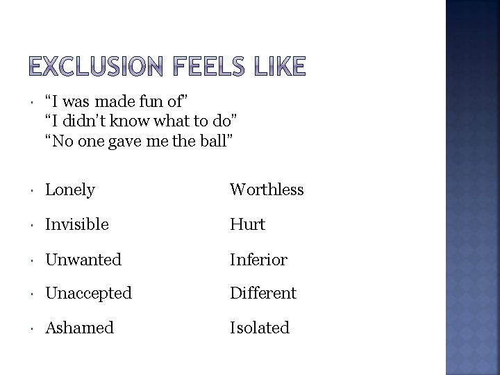  “I was made fun of” “I didn’t know what to do” “No one