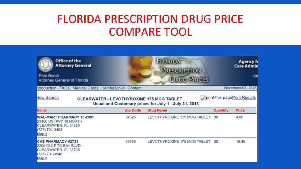 FLORIDA PRESCRIPTION DRUG PRICE COMPARE TOOL 