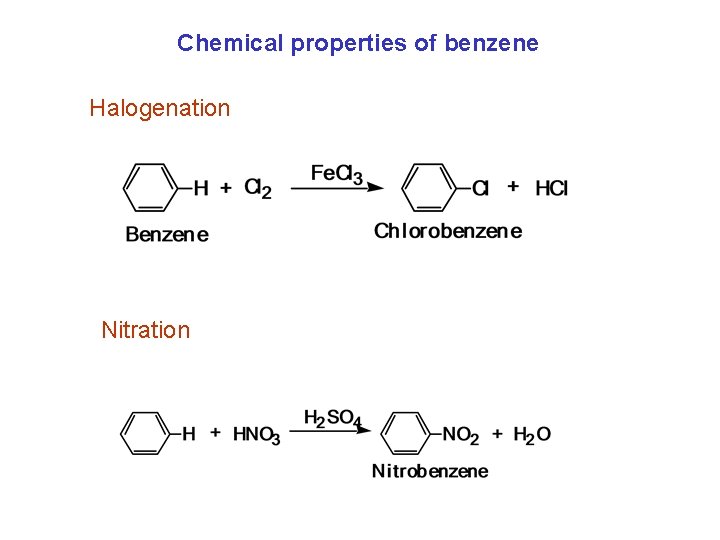 Chemical properties of benzene Halogenation Nitration  Chemical properties of benzene Halogenation Nitration