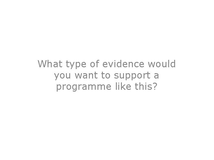 What type of evidence would you want to support a programme like this? 