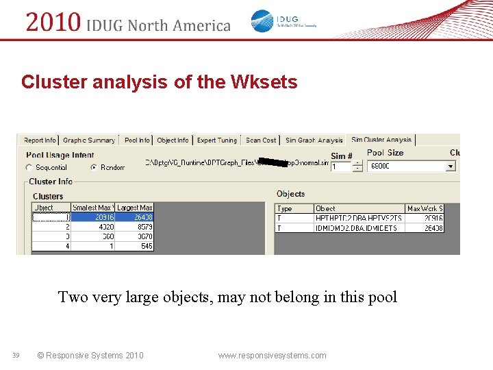 Cluster analysis of the Wksets Two very large objects, may not belong in this