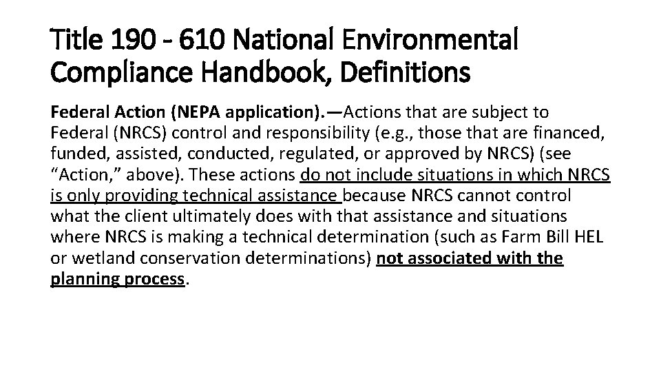 Title 190 610 National Environmental Compliance Handbook Definitions