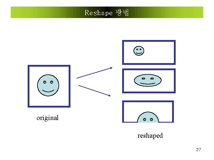 Reshape 방법 original reshaped 27 