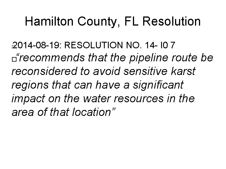 Hamilton County, FL Resolution 2014 -08 -19: RESOLUTION NO. 14 - I 0 7