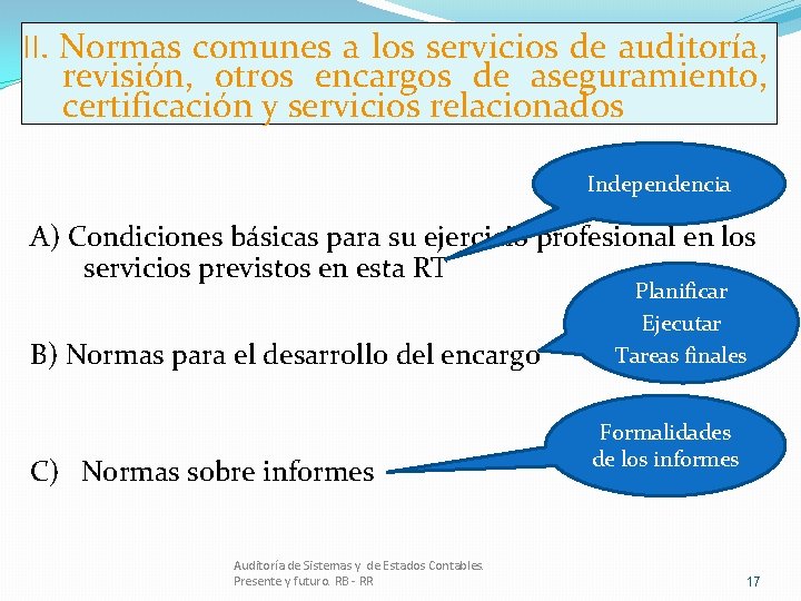II. Normas comunes a los servicios de auditoría, revisión, otros encargos de aseguramiento, certificación