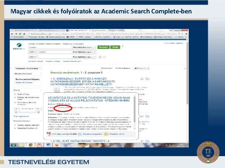 Magyar cikkek és folyóiratok az Academic Search Complete-ben 