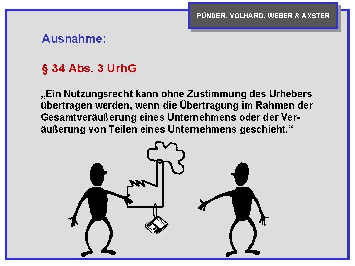 PÜNDER, VOLHARD, WEBER & AXSTER Ausnahme: § 34 Abs. 3 Urh. G „Ein Nutzungsrecht