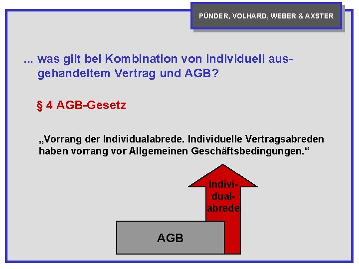 PÜNDER, VOLHARD, WEBER & AXSTER . . . was gilt bei Kombination von individuell