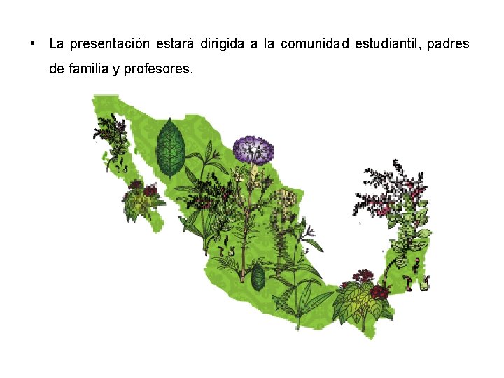  • La presentación estará dirigida a la comunidad estudiantil, padres de familia y