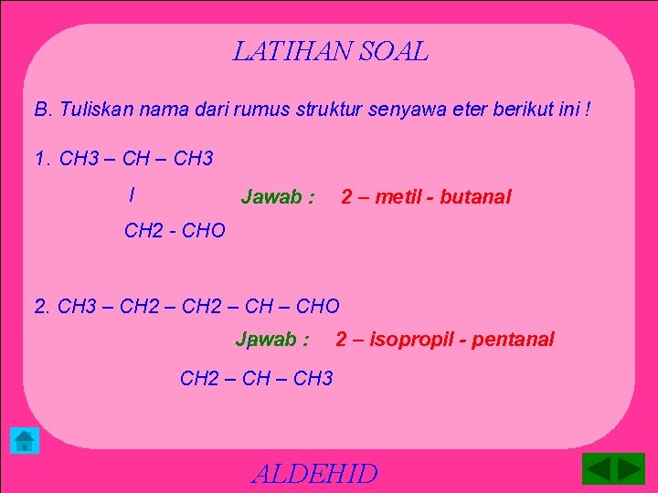 LATIHAN SOAL B. Tuliskan nama dari rumus struktur senyawa eter berikut ini ! 1.