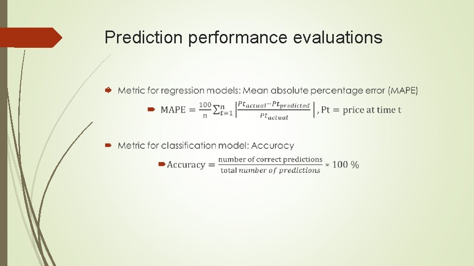 Prediction performance evaluations 