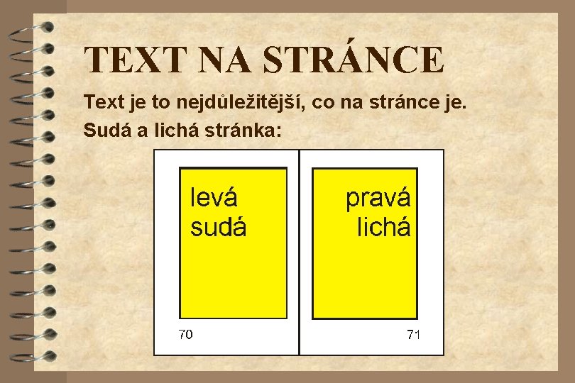 TEXT NA STRÁNCE Text je to nejdůležitější, co na stránce je. Sudá a lichá