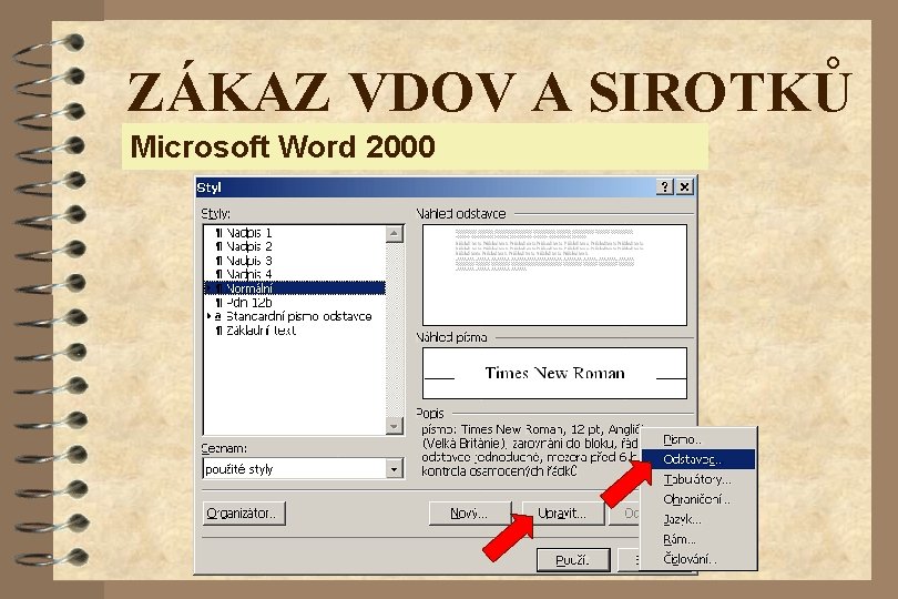 ZÁKAZ VDOV A SIROTKŮ Microsoft Word 2000 