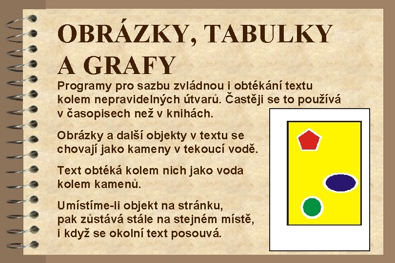 OBRÁZKY, TABULKY A GRAFY Programy pro sazbu zvládnou i obtékání textu kolem nepravidelných útvarů.