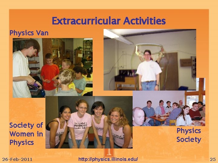 Extracurricular Activities Physics Van Society of Women in Physics 26 -Feb-2011 Physics Society http: