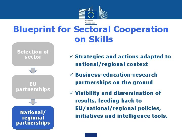 Blueprint for Sectoral Cooperation on Skills Selection of sector EU partnerships National/ regional partnerships