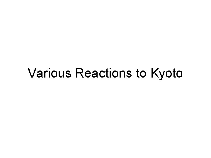 Various Reactions to Kyoto 