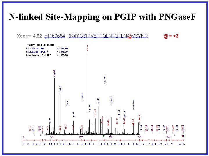 N-linked Site-Mapping on PGIP with PNGase. F Xcorr= 4. 82 gi|169684 (K)IYGSIPVEFTQLNFQFLN@VSYNR @ =