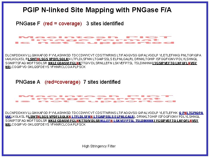 PGIP N-linked Site Mapping with PNGase F/A PNGase F (red = coverage) 3 sites