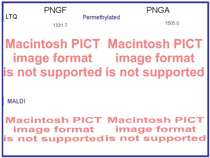 LTQ PNGF 1331. 7 MALDI Permethylated PNGA 1505. 0 