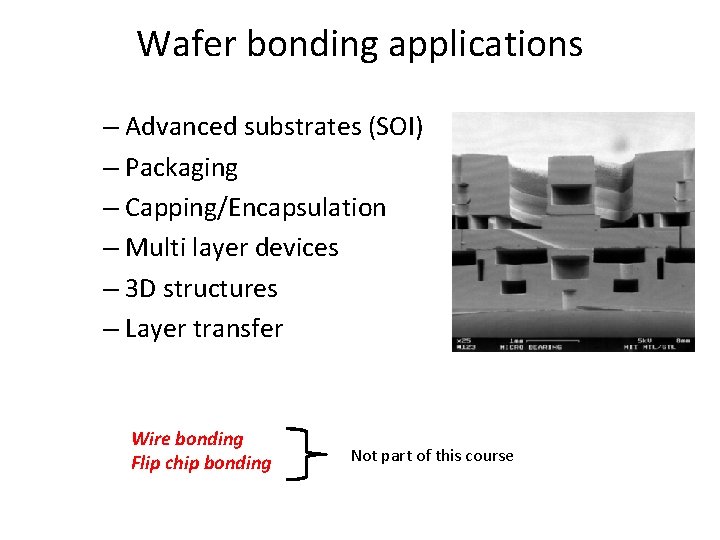 Wafer bonding applications – Advanced substrates (SOI) – Packaging – Capping/Encapsulation – Multi layer Wafer bonding applications – Advanced substrates (SOI) – Packaging – Capping/Encapsulation – Multi layer