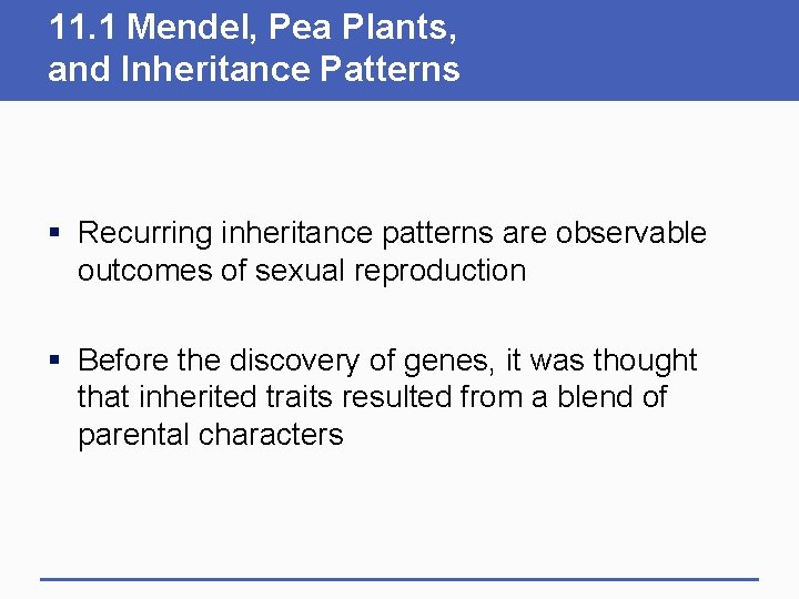 11. 1 Mendel, Pea Plants, and Inheritance Patterns § Recurring inheritance patterns are observable