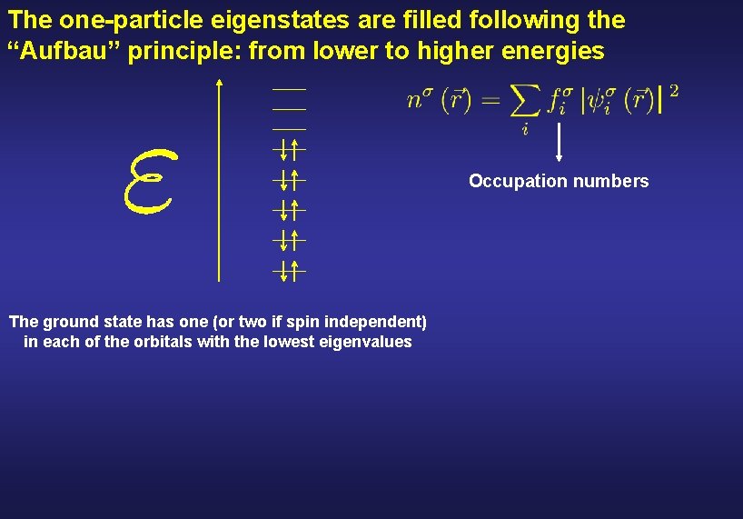 The one-particle eigenstates are filled following the “Aufbau” principle: from lower to higher energies