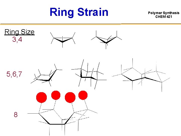 Ring Strain Ring Size 3, 4 5, 6, 7 8 Polymer Synthesis CHEM 421