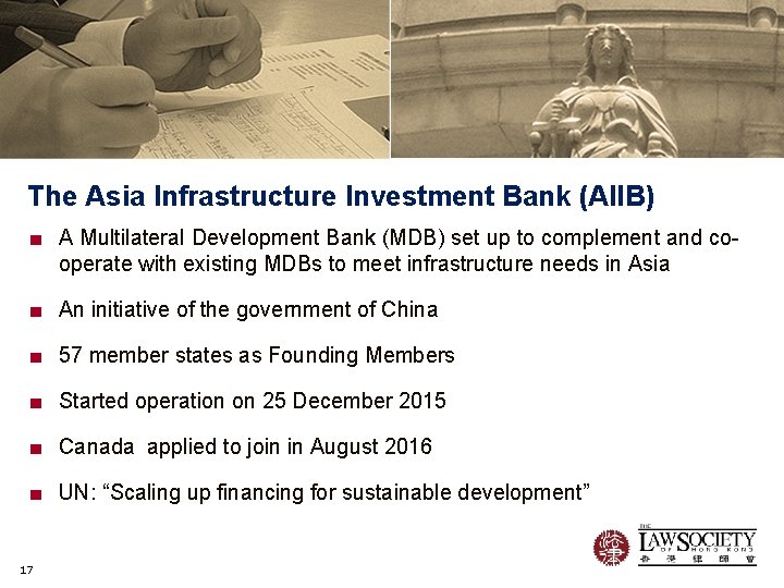 The Asia Infrastructure Investment Bank (AIIB) ■ A Multilateral Development Bank (MDB) set up