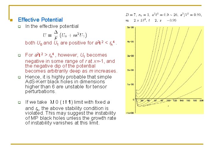 n Effective Potential q In the effective potential both U 0 and U 1