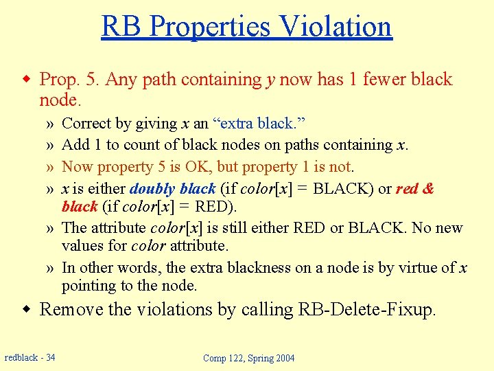 RB Properties Violation w Prop. 5. Any path containing y now has 1 fewer