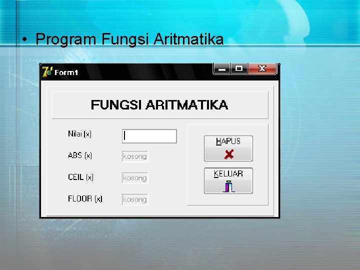  • Program Fungsi Aritmatika 
