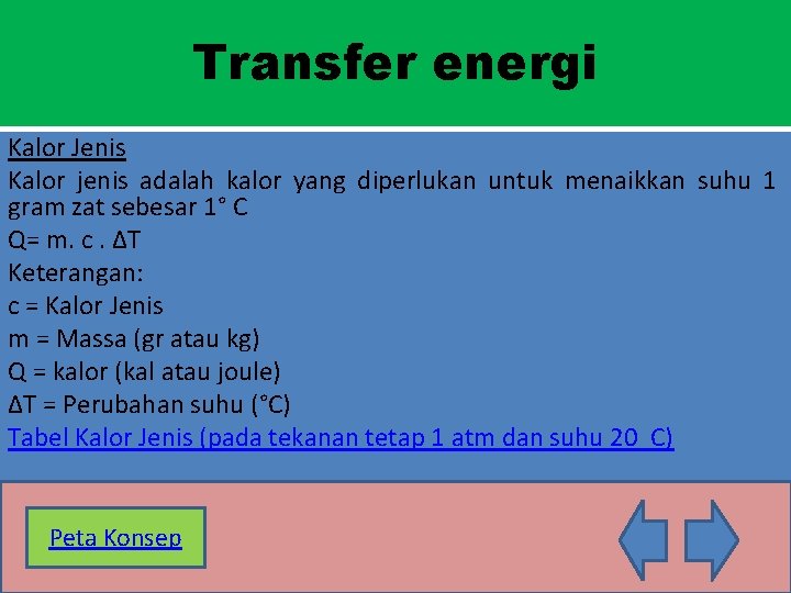 Transfer energi Kalor Jenis Kalor jenis adalah kalor yang diperlukan untuk menaikkan suhu 1