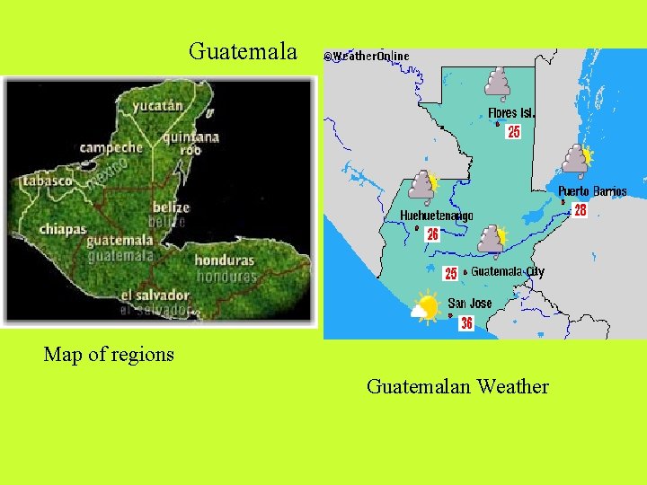 Guatemala Map of regions Guatemalan Weather 