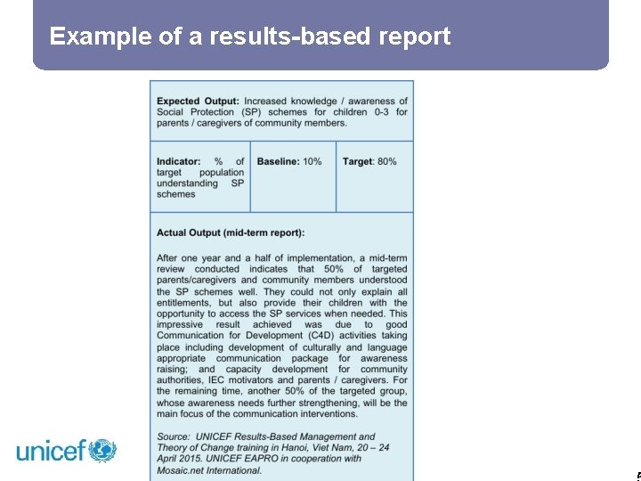 Example of a results-based report 