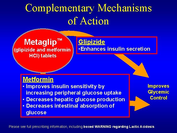 Complementary Mechanisms of Action Metaglip™ (glipizide and metformin HCl) tablets Glipizide • Enhances insulin